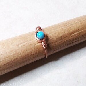 Trending! Sexy! Slim! Dainty! Turquoise Gemstone Ring + Durable Copper! Sz 7